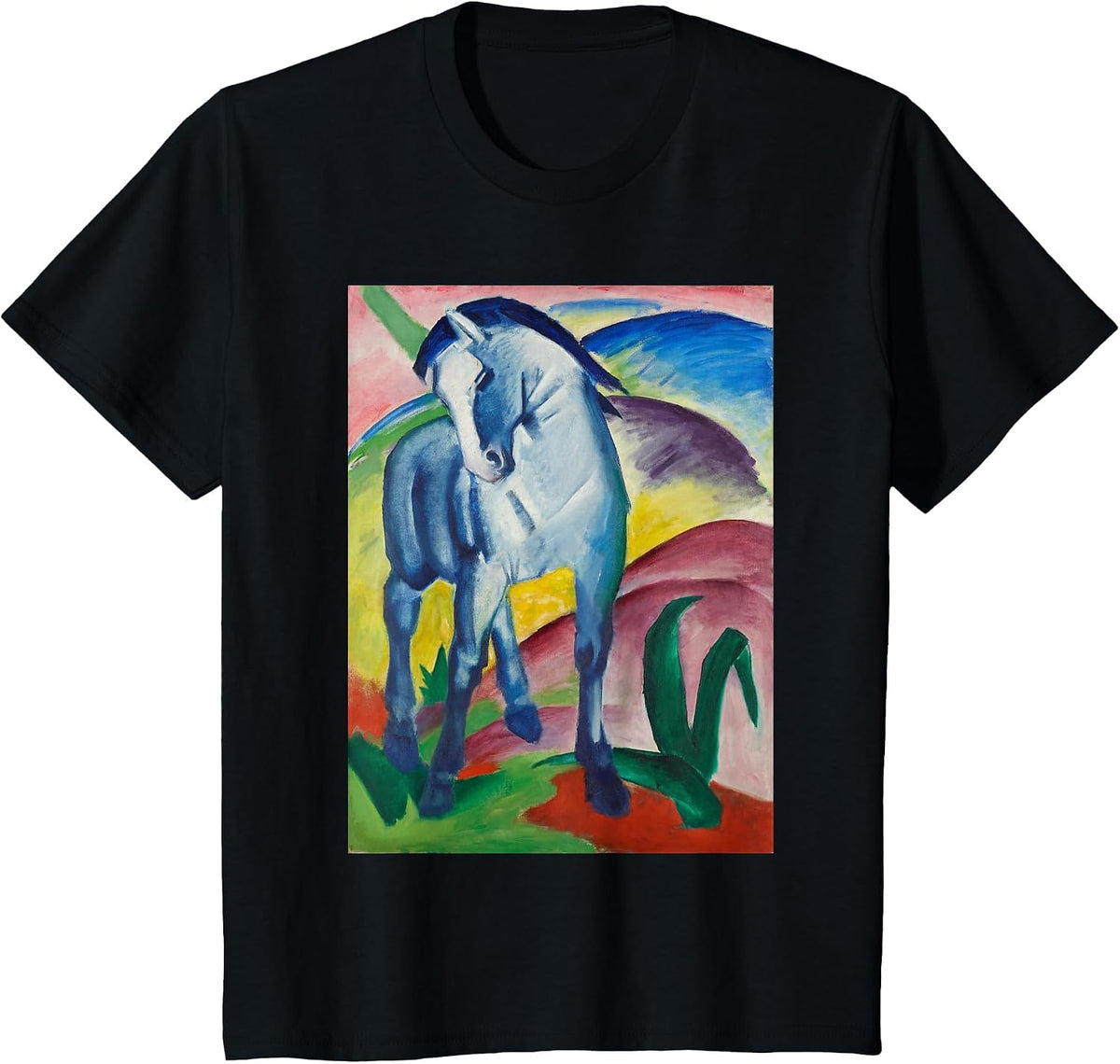 Blue Horse Franz Marc Colourful Expressionism T-Shirt - Black