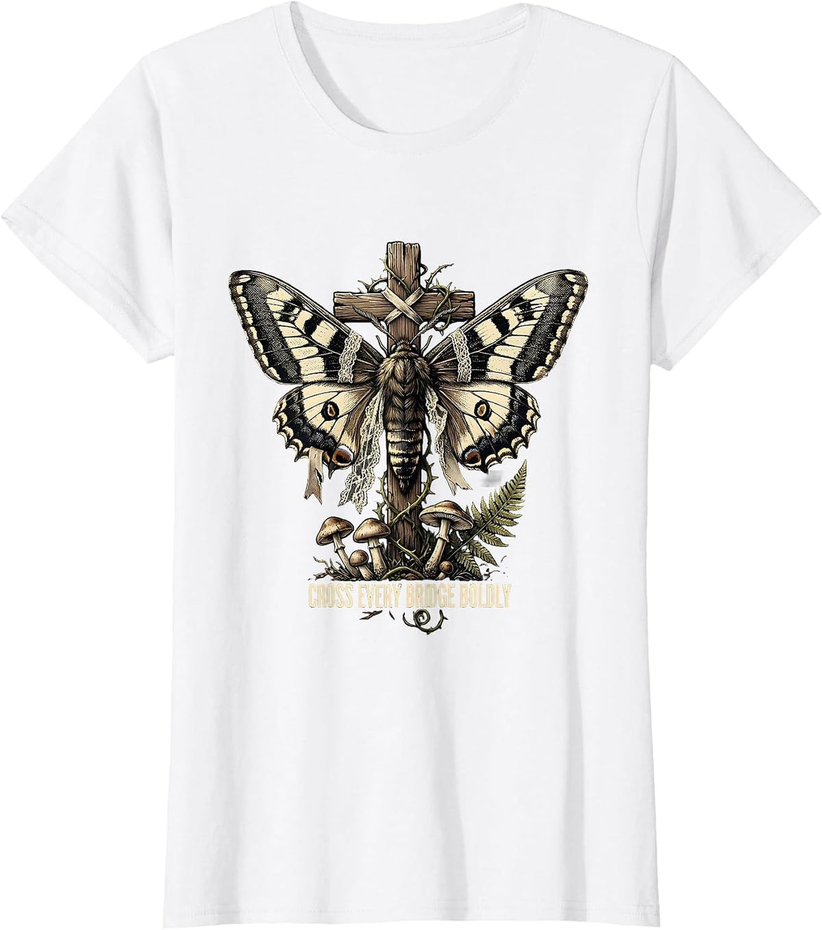 Cross Every Bridge Boldly Faith Inspired Design T-Shirt - White