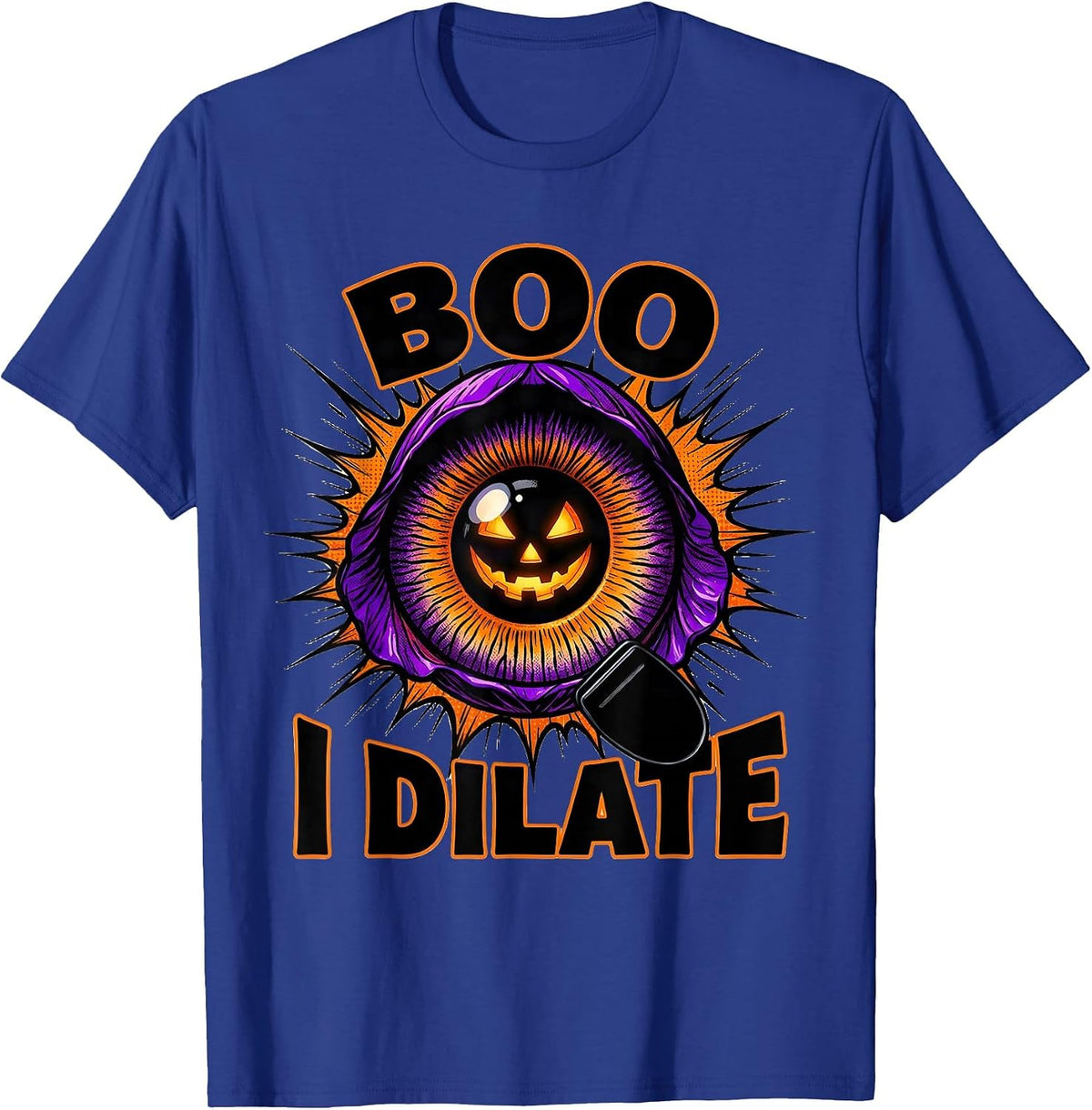 Men's Boo I Dilate Comic Book Halloween Optometrist Eye Doctor T-Shirt - Royal Blue