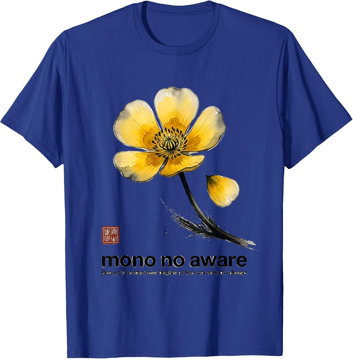 Men's mono no aware Japanese Philosophy T-Shirt - Royal Blue