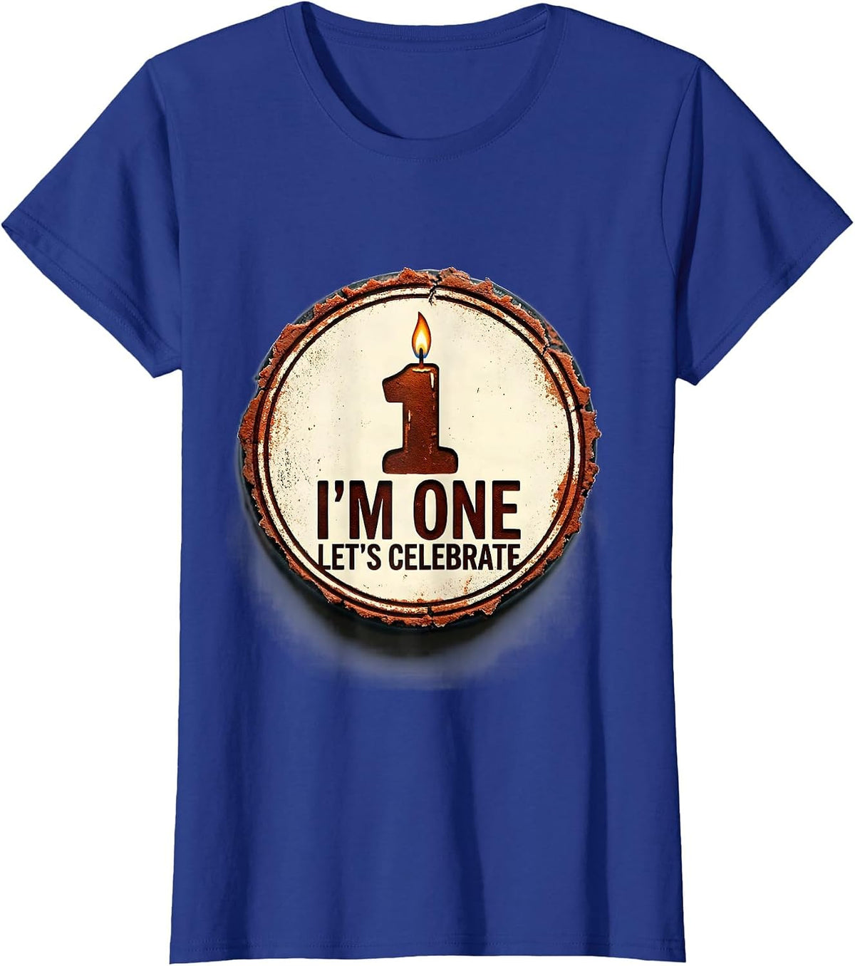 Women's I'm One Let's Celebrate Rubber Stamp First Birthday Family T-Shirt - Royal Blue