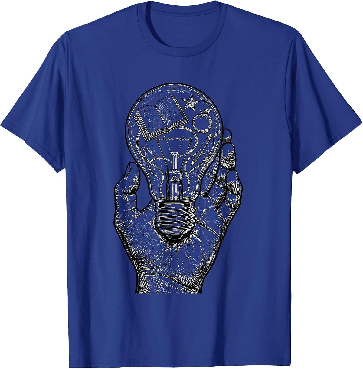 5th Grade Teacher Glowing Light Bulb Illustration T-Shirt - Royal Blue