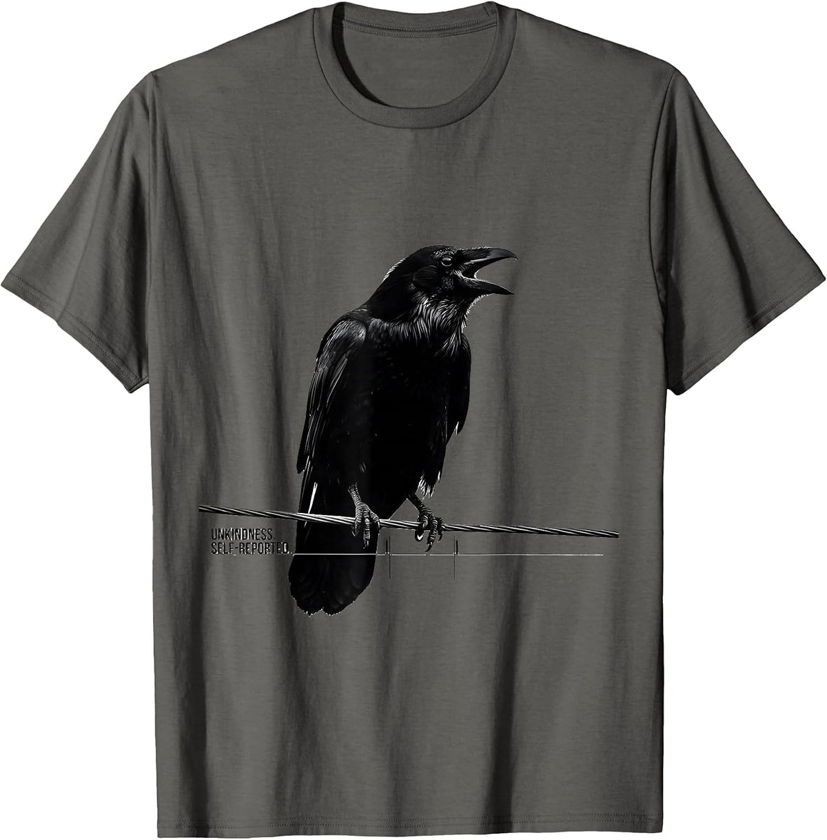 Unkindness Self-Reported Dark Humor Raven Lover Silly T-Shirt - Asphalt Grey