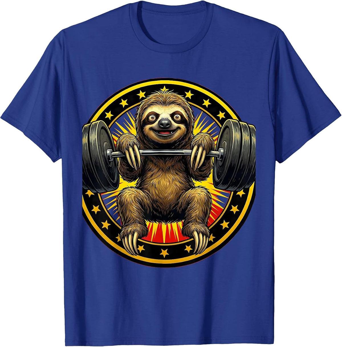 Lazy Sloth Gym Workout Funny Fitness Design T-Shirt - Royal Blue