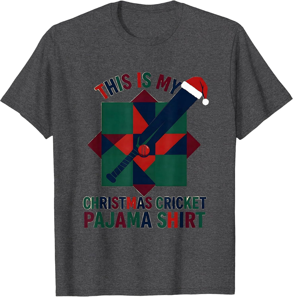 This Is My Christmas Cricket Pajama Shirt Novelty T-Shirt - Dark Heather Grey