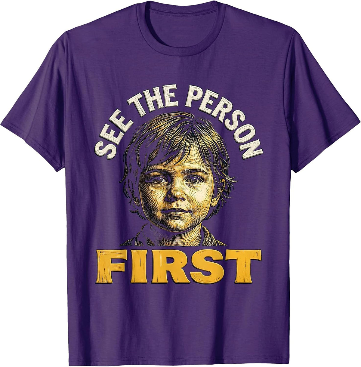 Men's See the Person First Down Syndrome Awareness T-Shirt - Purple