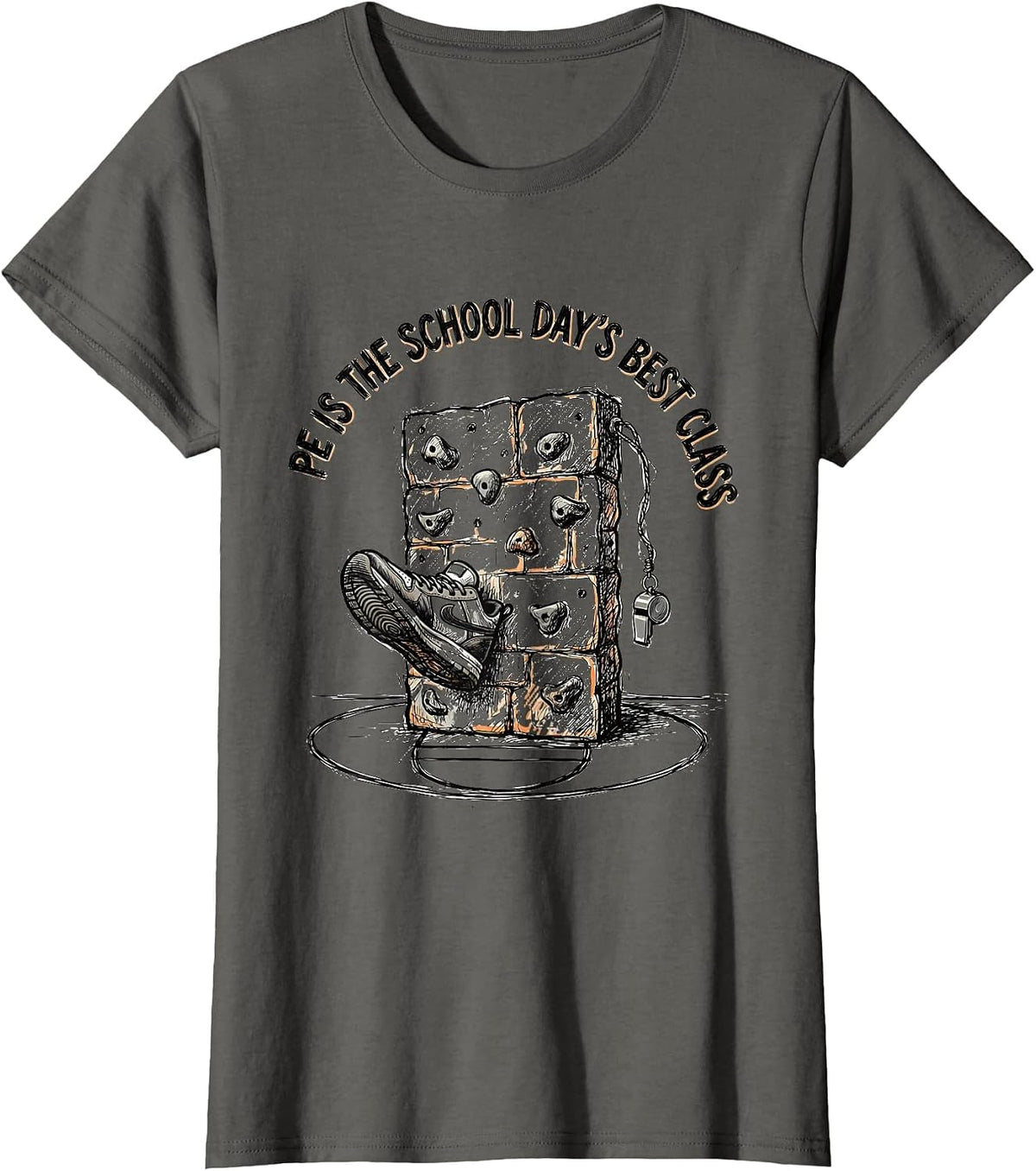 Women's PE Is The School Day's Best Class Gym Teacher Coach Back T-Shirt - Asphalt Grey