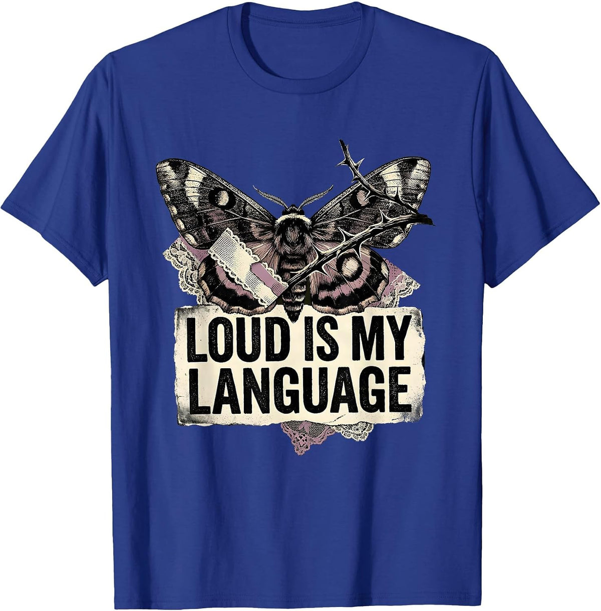 Men's Loud Is My Language Rock Music Graphic Design T-Shirt - Royal Blue