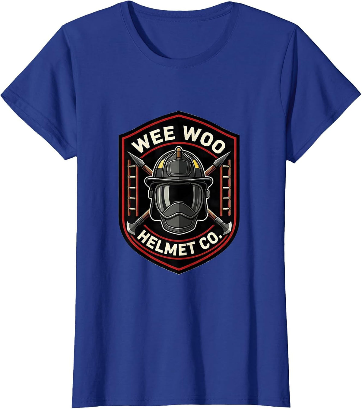 Women's WEE WOO HELMET CO Firefighter Crew Emblem Fire Department T-Shirt - Royal Blue