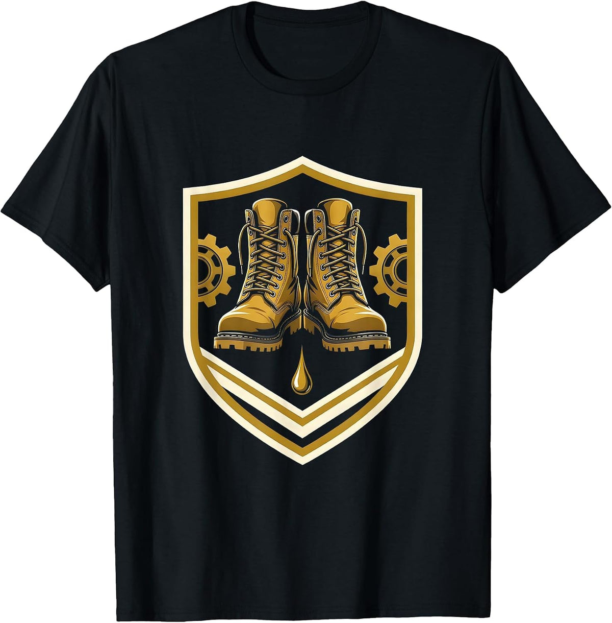 Men's Valley Forge Automotive Mechanic Boots Oil Drip T-Shirt - Black