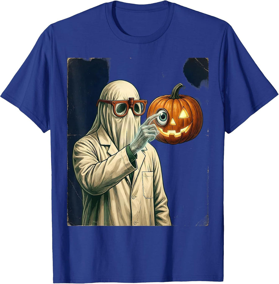 Ghost Optometrist Vintage Halloween Eye Doctor T-Shirt - Royal Blue