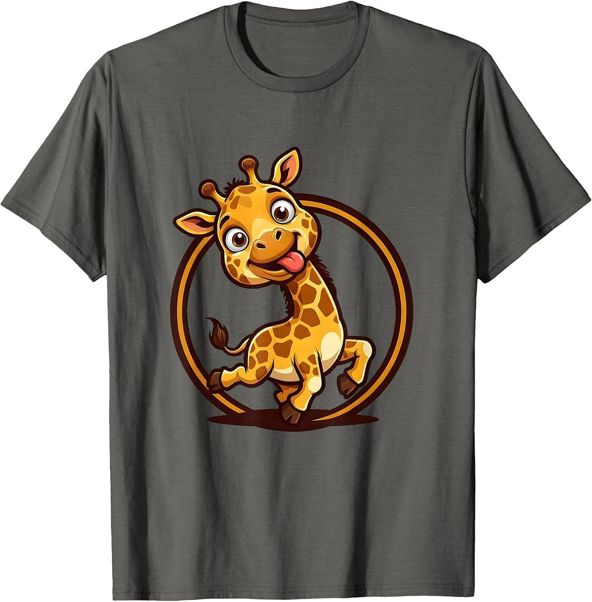 Men's Derpy Baby Giraffe Mid-Stumble Graphic T-Shirt - Asphalt Grey