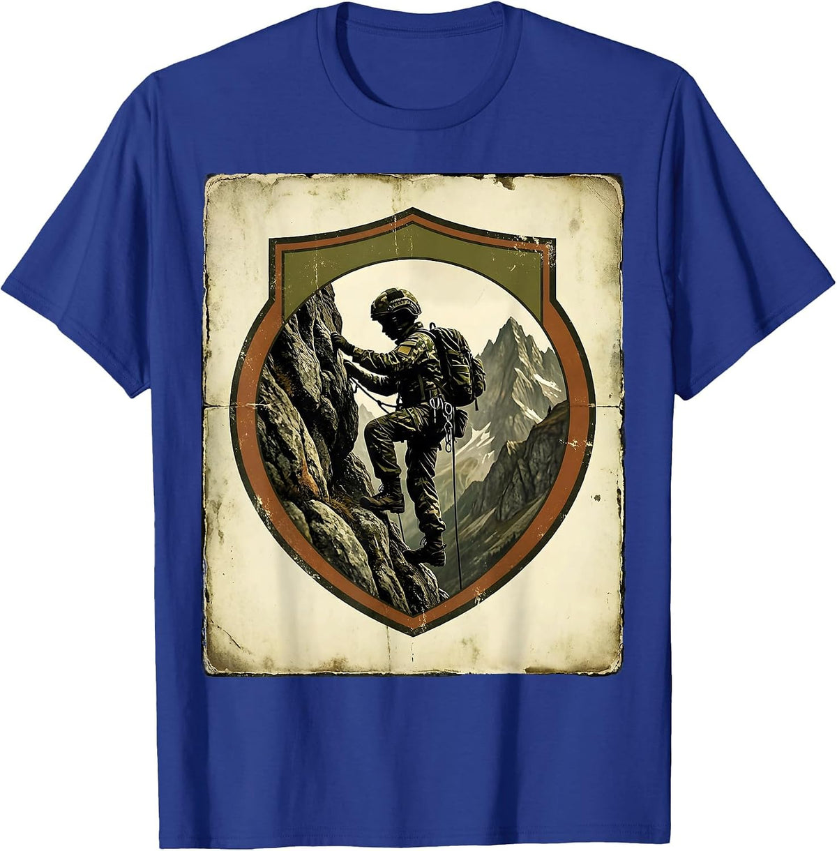 Boys Camo Mountain Climbing Graphic Tee T-Shirt - Royal Blue