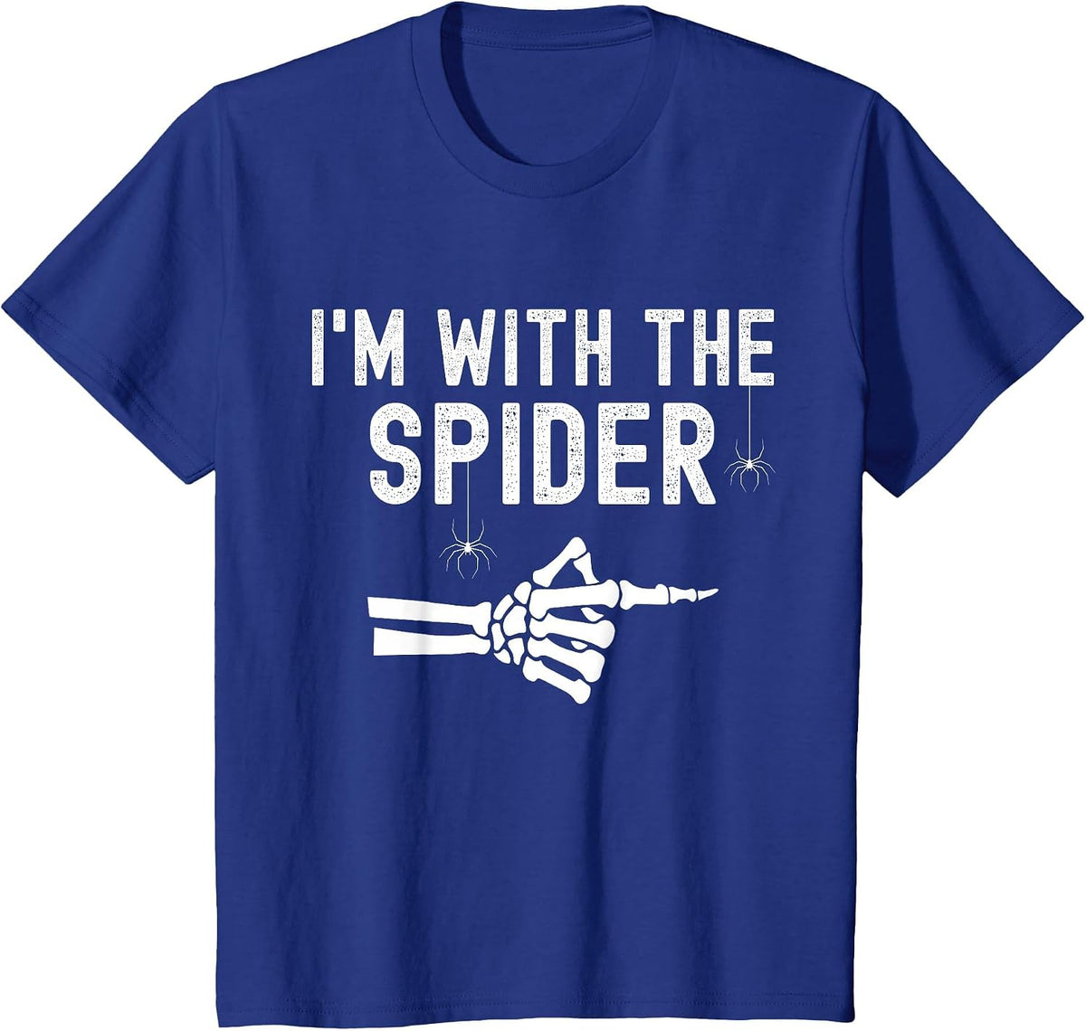 I'm with Spider Funny Skeleton Halloween Couples Matching T-Shirt - Royal Blue