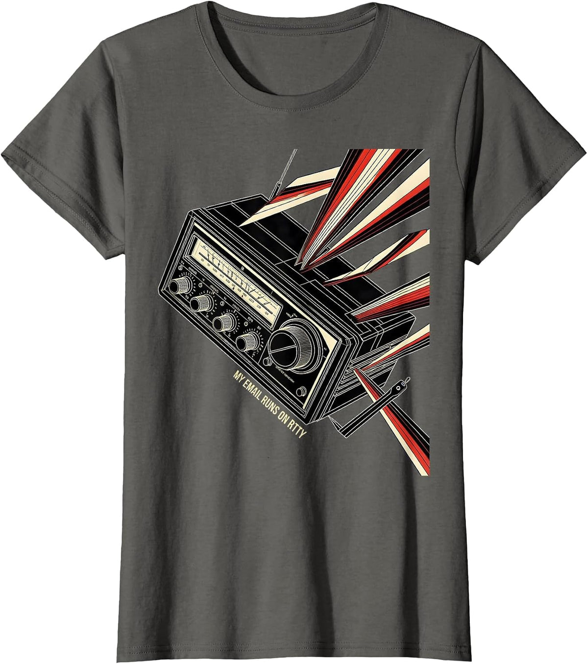 Women's My Email Runs On RTTY Funny Ham Radio Operator Hobbyist T-Shirt - Asphalt Grey