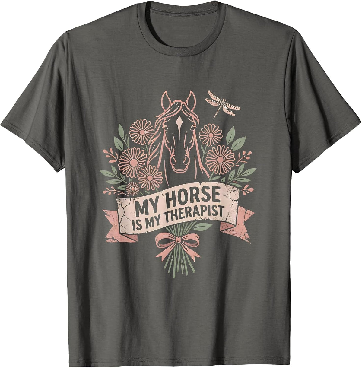 Men's My Horse Is My Therapist Equestrian Design T-Shirt - Asphalt Grey