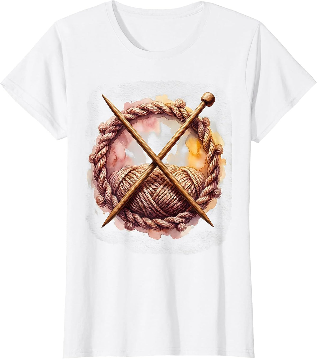 Women's Knitting Needles Crossed Swords Grandma Design T-Shirt - White