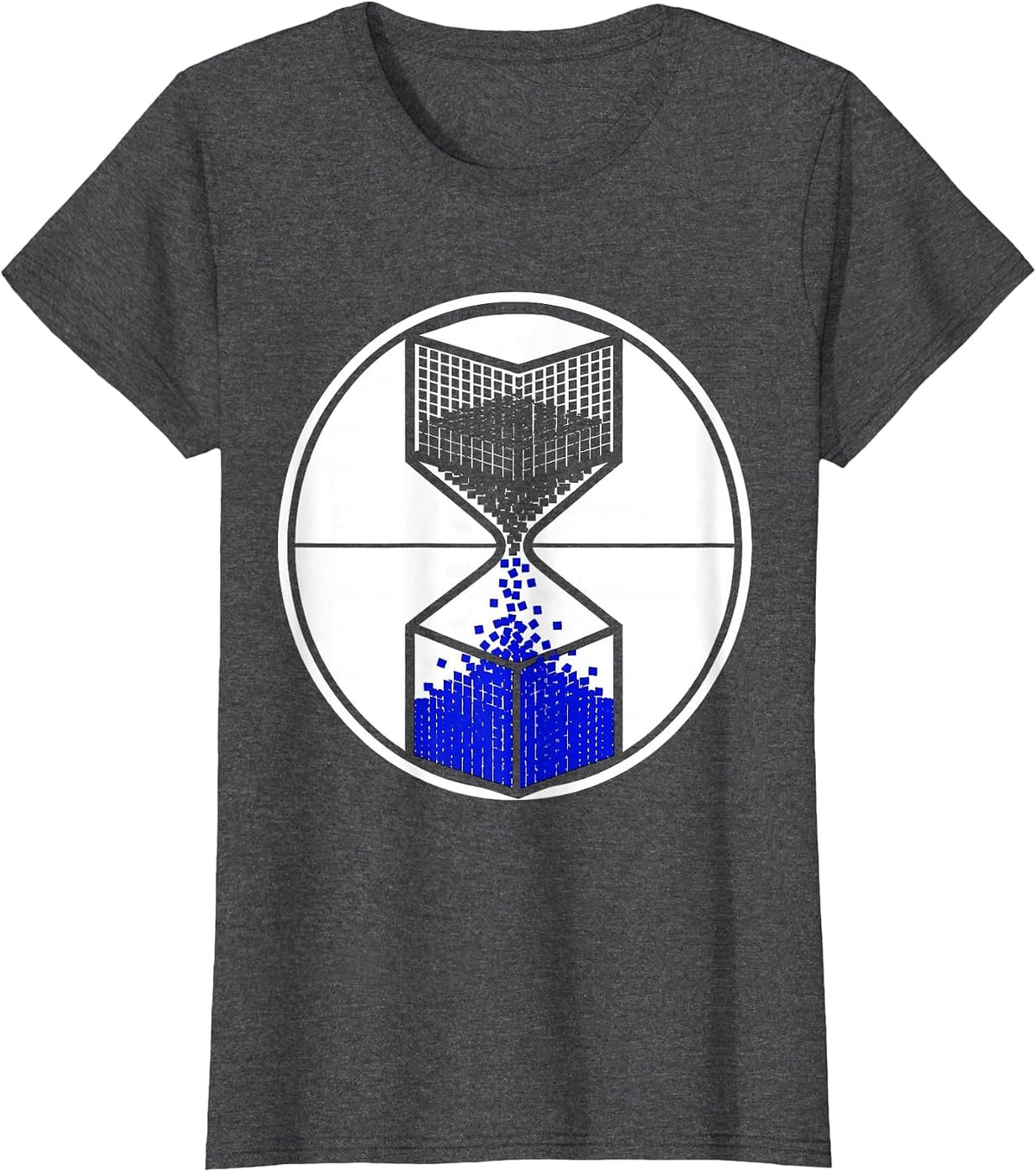 Women's Binary Hourglass Digital Time Graphic Tee T-Shirt - Dark Heather Grey