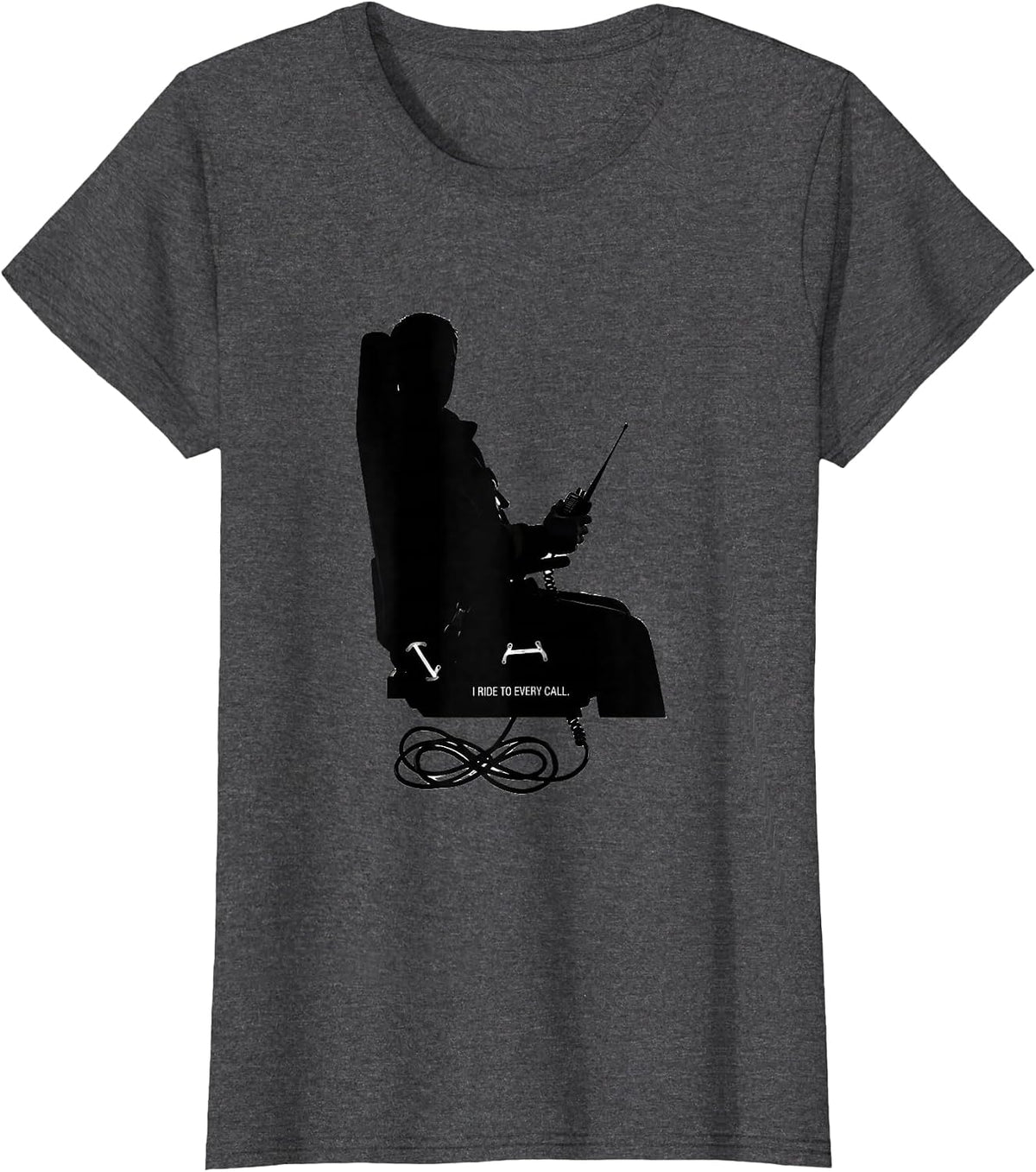 Women's I Ride To Every Call Firefighter Pride Memorial Tribute T-Shirt - Dark Heather Grey