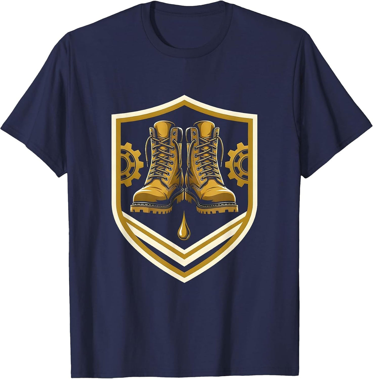 Men's Valley Forge Automotive Mechanic Boots Oil Drip T-Shirt - Navy Blue