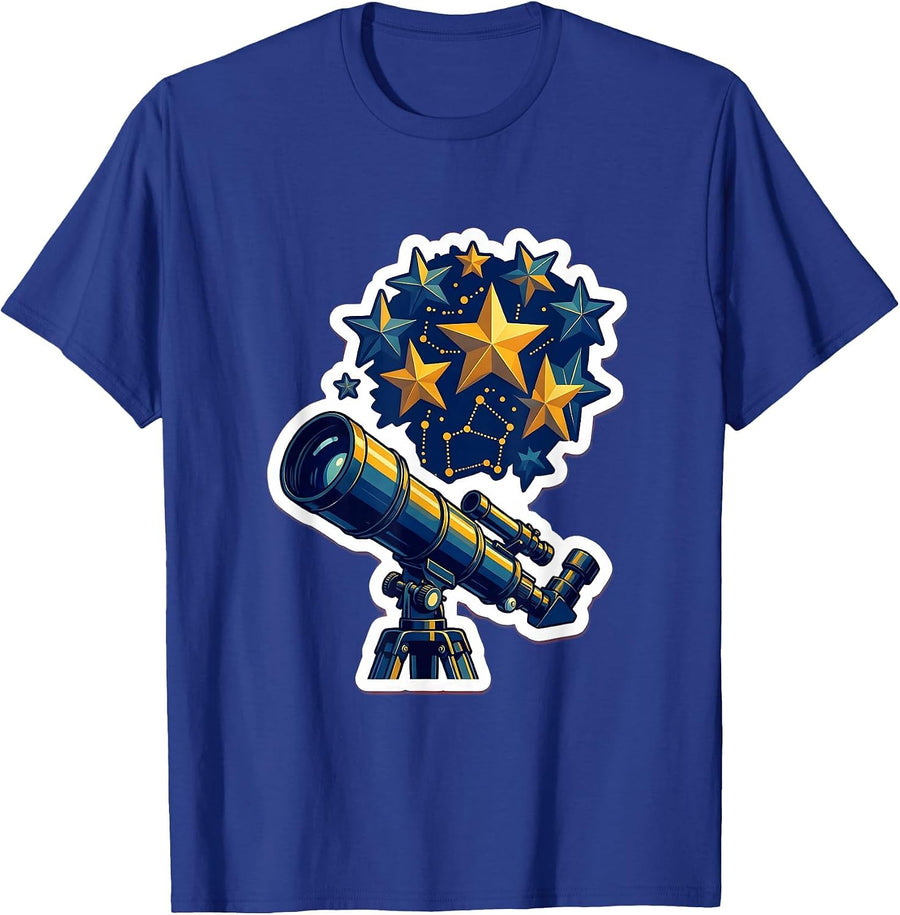 4th Grade Astronomy Telescope Constellation Art T-Shirt - Royal Blue