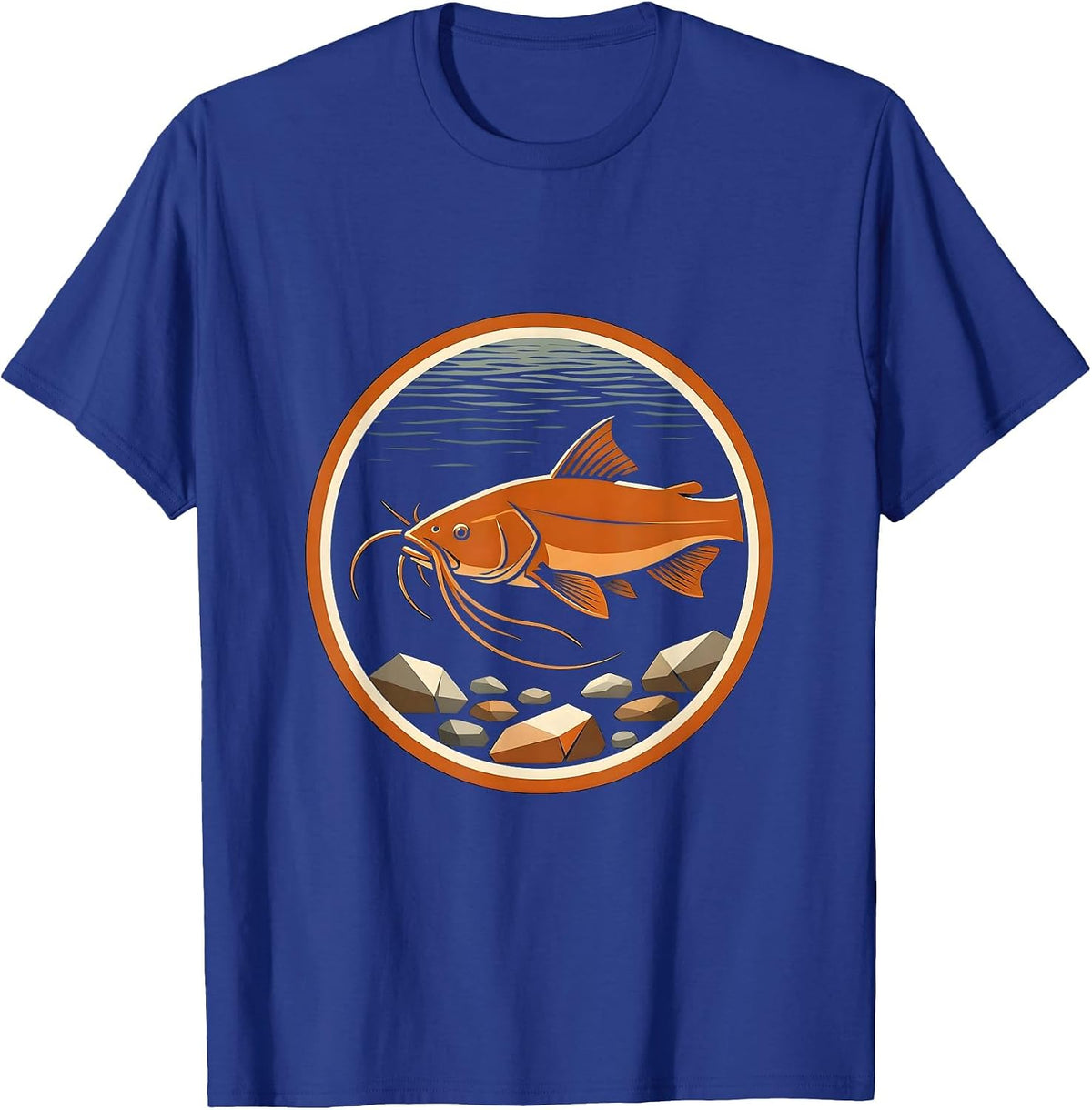 Men's Catfish on the Riverbed Fishing Graphic T-Shirt - Royal Blue