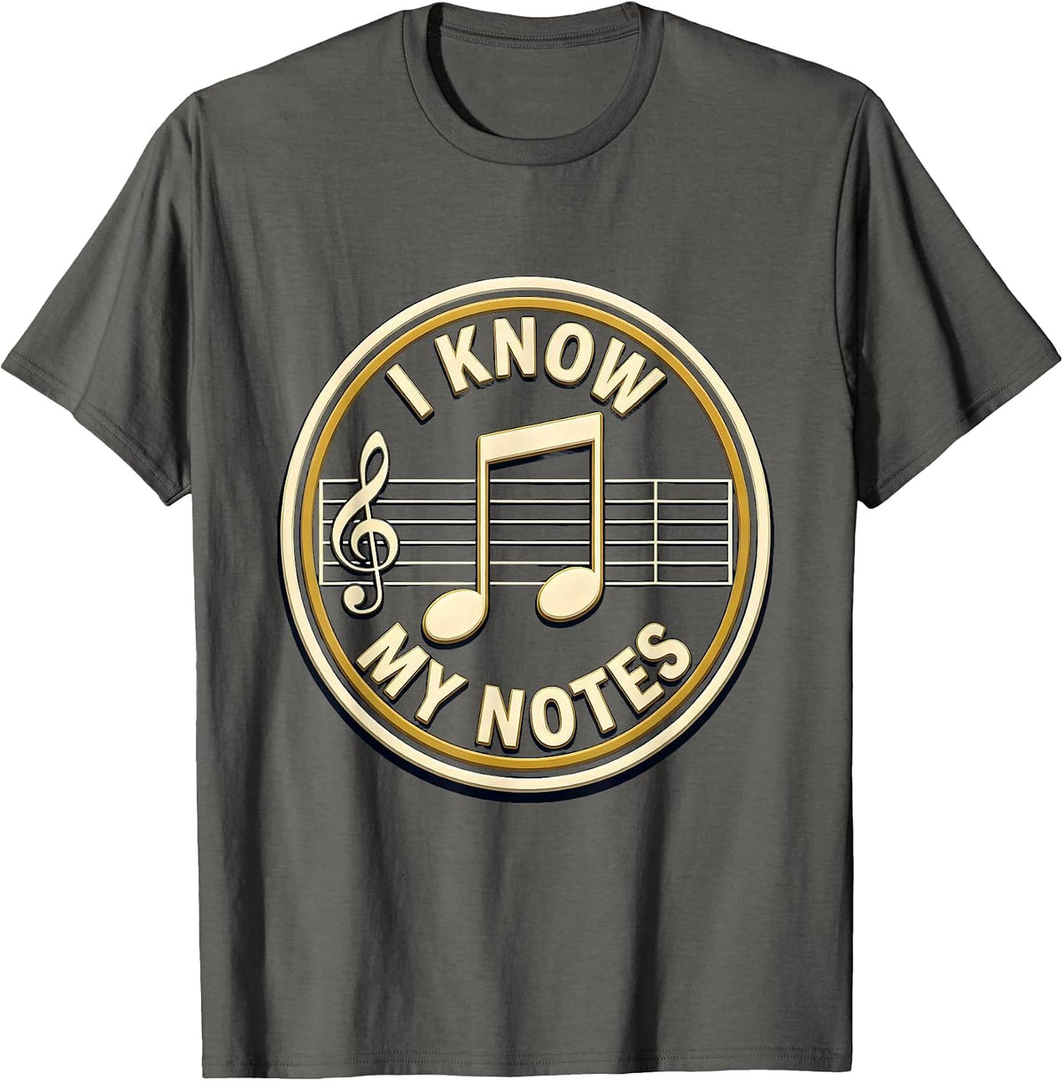 Men's I Know My Notes Funny Musician Band Member Music Teacher T-Shirt - Asphalt Grey
