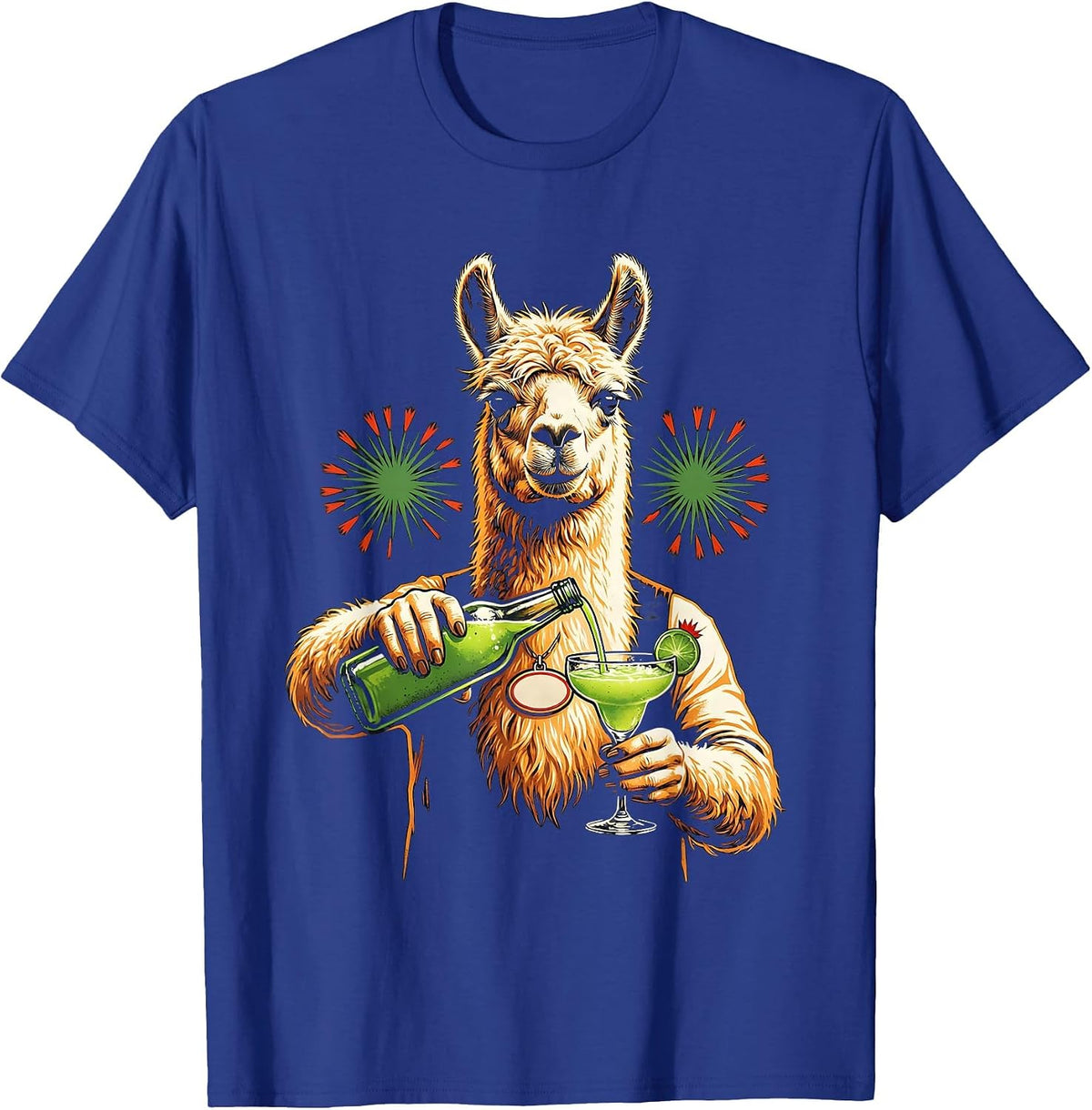Llama Bartender Fiesta Humor Party Animal Lover T-Shirt - Royal Blue