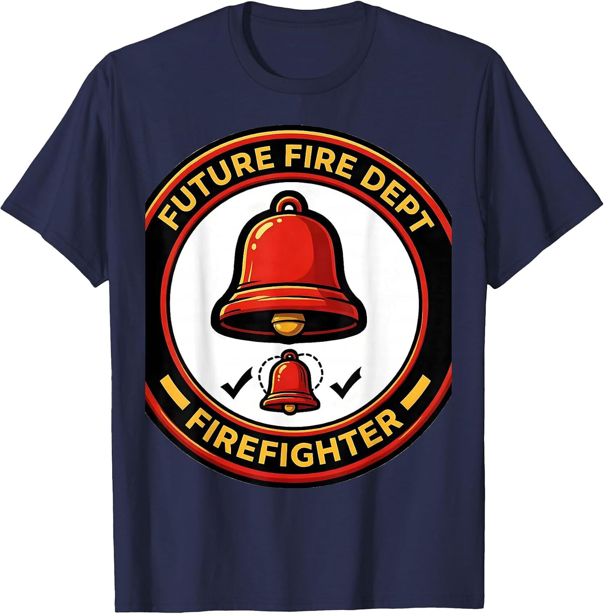 Future Fire Dept Firefighter Cartoon Badge Firefighter Pride T-Shirt - Navy Blue