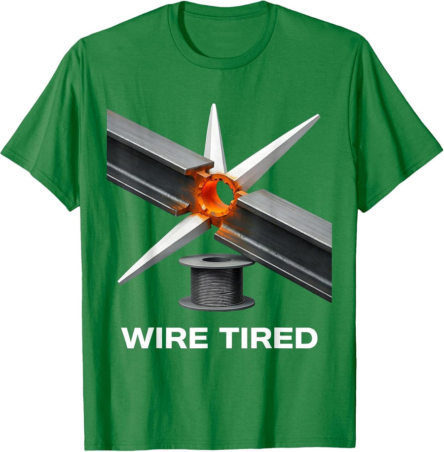 Men's Wire Tired Brutalist Graphic Welder Metal Fabricator Humor T-Shirt - Kelly Green