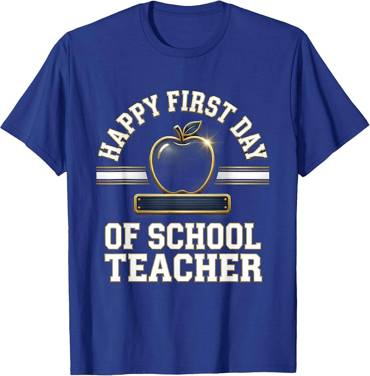 Happy First Day of School Teacher Sports Retro Celebration T-Shirt - Royal Blue