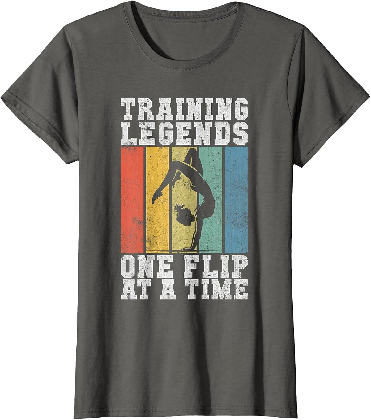 Training Legends One Flip at a Time Gymnastics Coach T-Shirt - Asphalt Grey