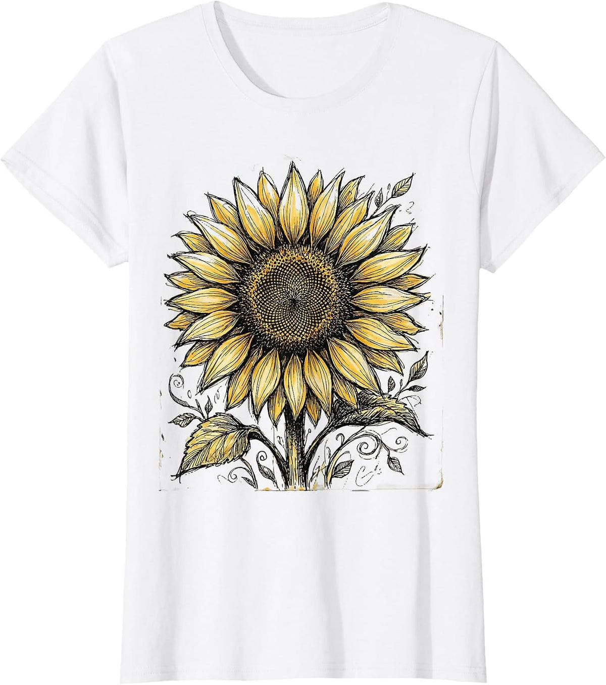Women's Down Syndrome Awareness Blooming Sunflower Design T-Shirt - White