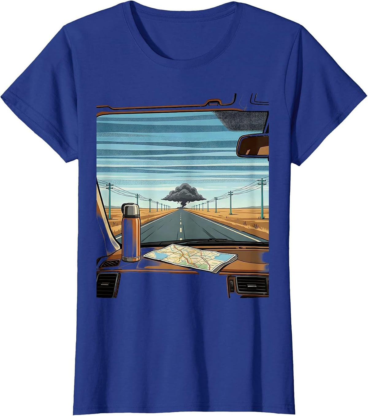 Women's Storm Chaser Wide Plains Tornado Chaser Meteorology T-Shirt - Royal Blue
