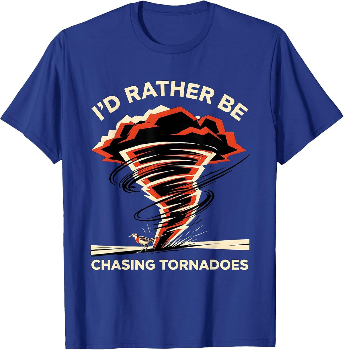 I'd Rather Be Chasing Tornadoes Futurist Dynamism Storm T-Shirt - Royal Blue