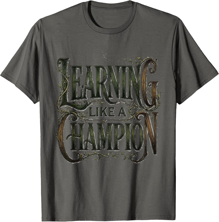 Learning Like a Champion First Grade Design T-Shirt - Asphalt Grey