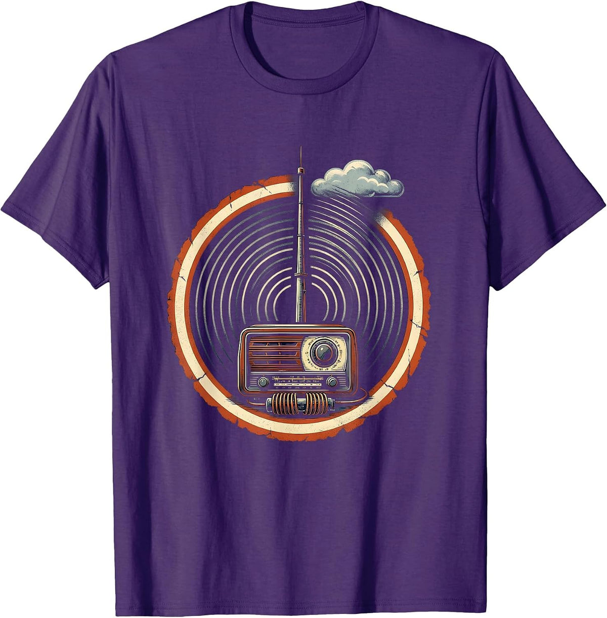 Men's Ham Radio Operator Hobbyist Shield Emblem Humor T-Shirt - Purple