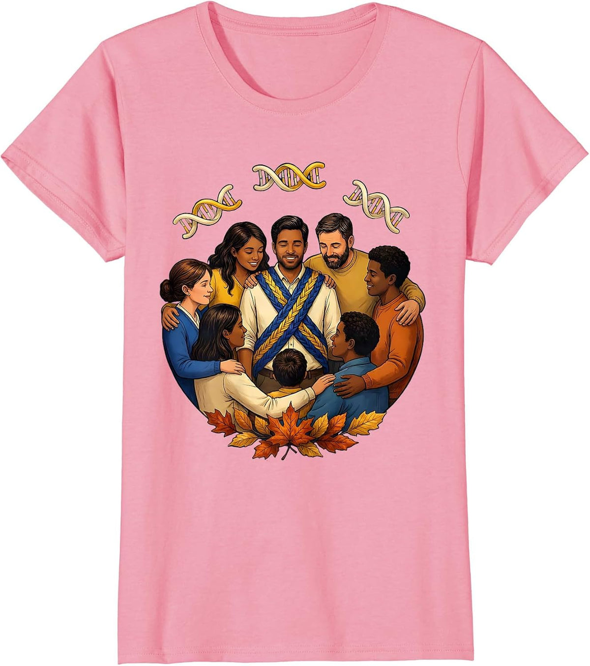 Women's Storybook Family Circle Down Syndrome Awareness October T-Shirt - Pink