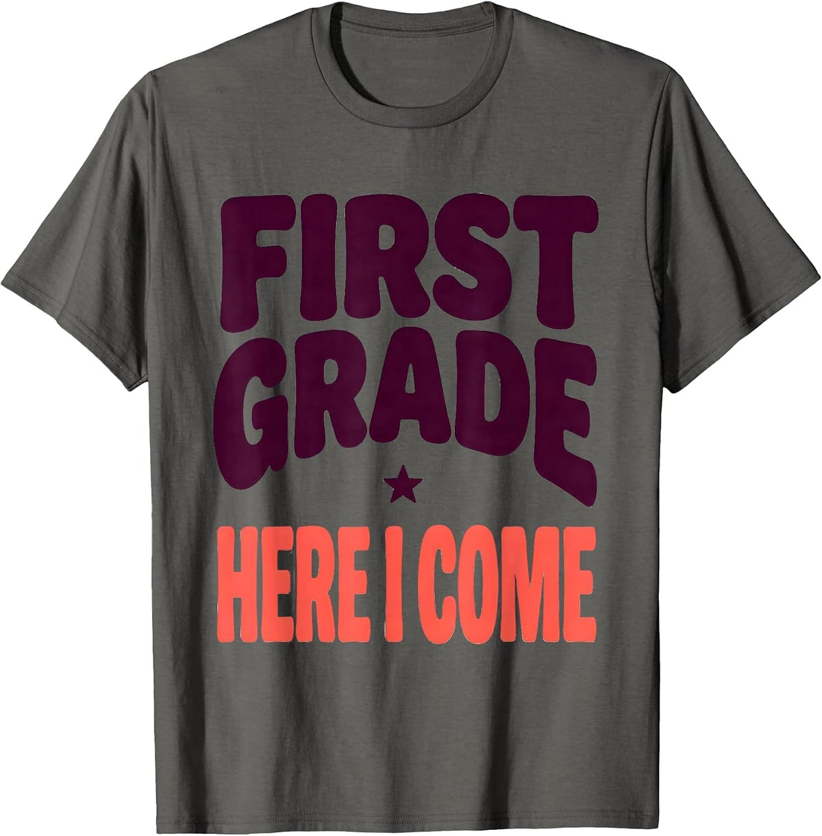 Men's First Grade Here I Come Cute Dumpling Back to School Girl T-Shirt - Asphalt Grey