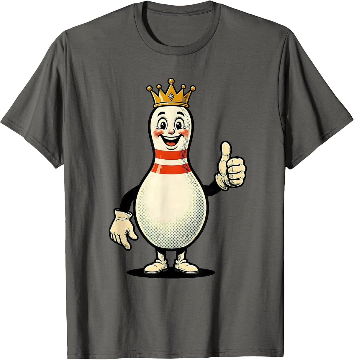 Bowling Pin Crown King Illustration T-Shirt - Asphalt Grey