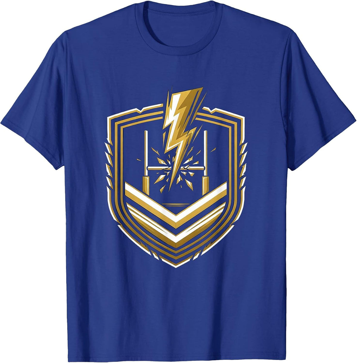 Lightning Strike Rugby Goalposts Graphic T-Shirt - Royal Blue
