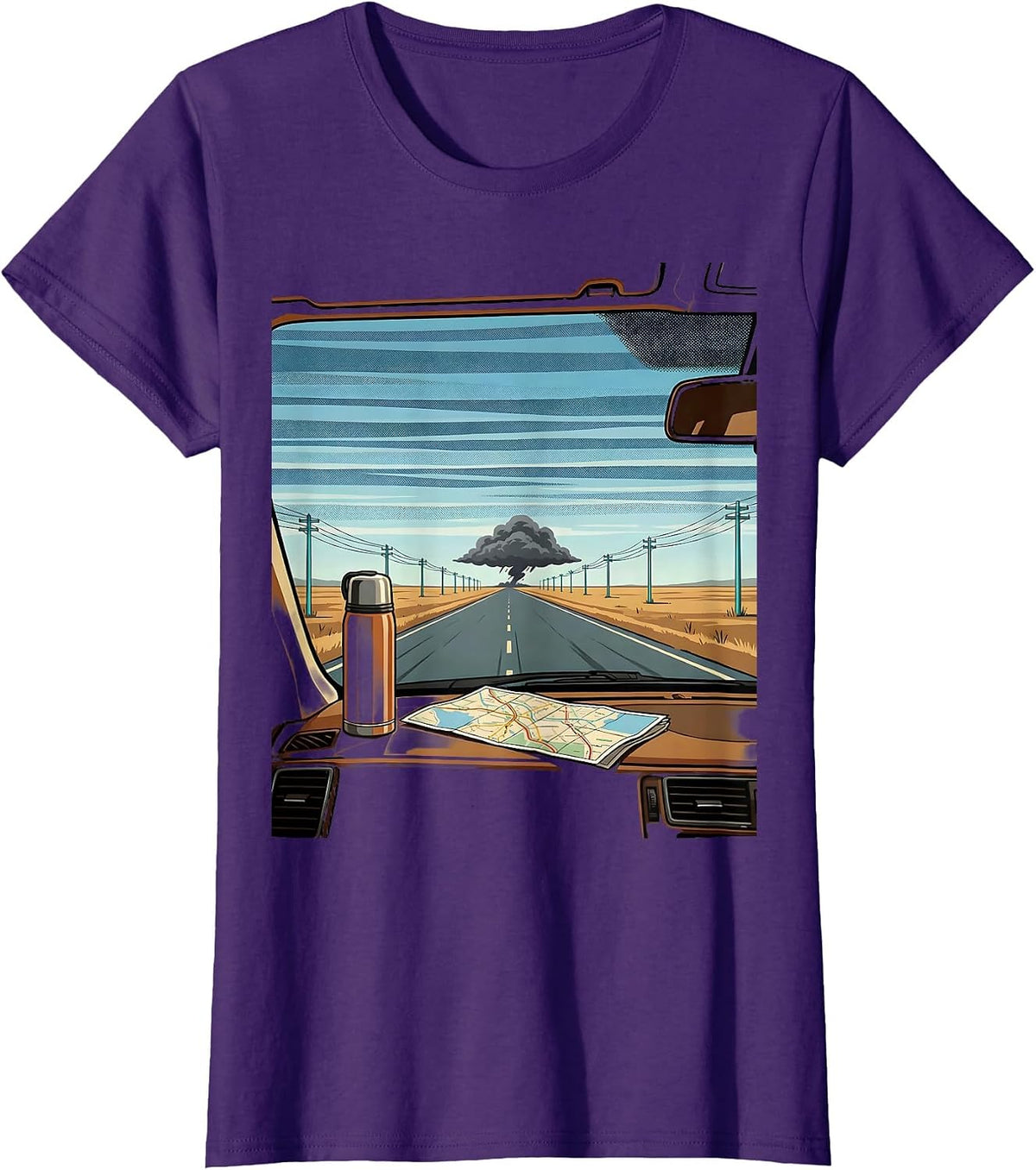 Women's Storm Chaser Wide Plains Tornado Chaser Meteorology T-Shirt - Purple