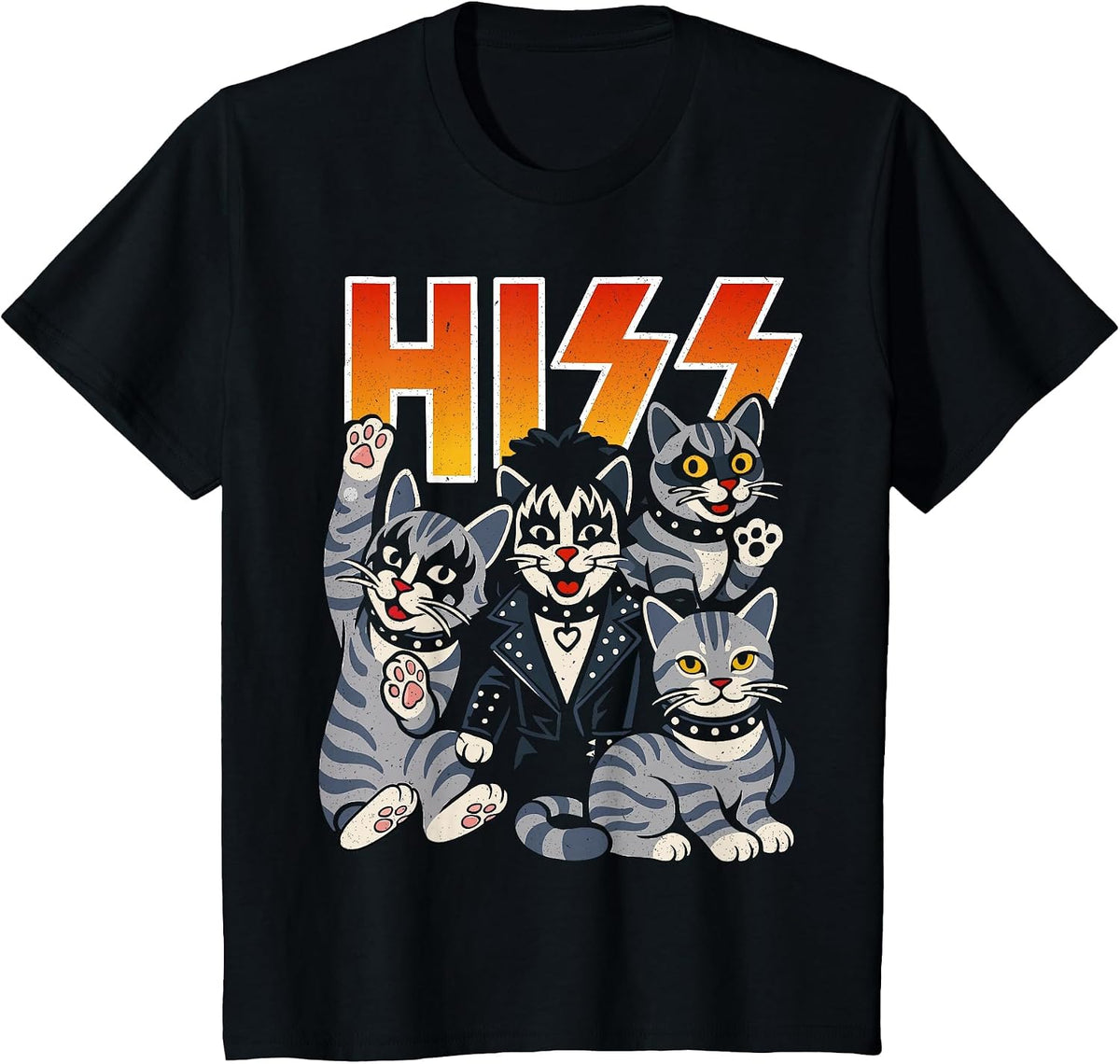 Hiss Cats Rock Kittens Kitty Rocking Music Cat Lovers T-Shirt - Black