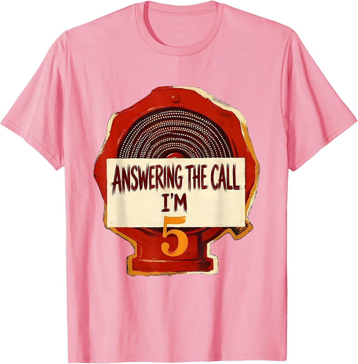 Men's Answering The Call I'm 5 Firefighter Fire Truck Toddler Boy T-Shirt - Pink