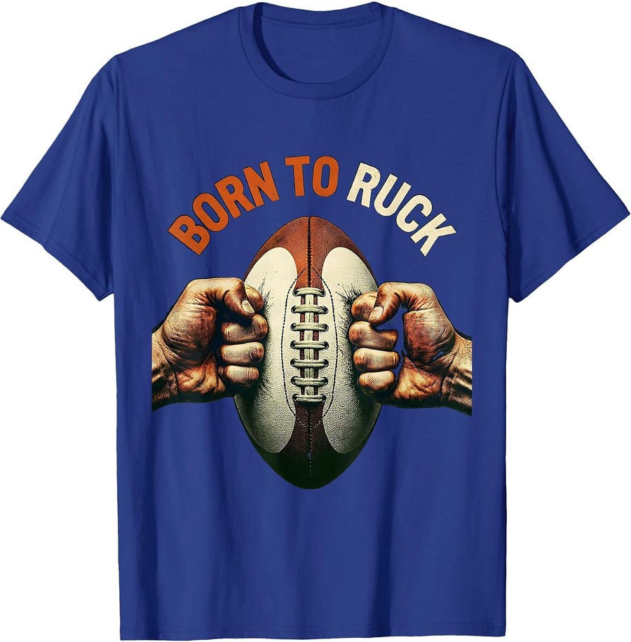 Born to Ruck Rugby Graphic Design T-Shirt - Royal Blue