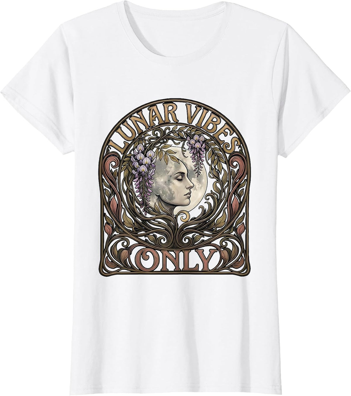 Lunar Vibes Only Moon Celestial Design T-Shirt - White