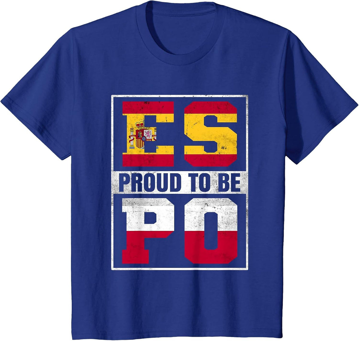 Proud Spanish Polish Mix Polska Spain and Poland Heritage T-Shirt - Royal Blue