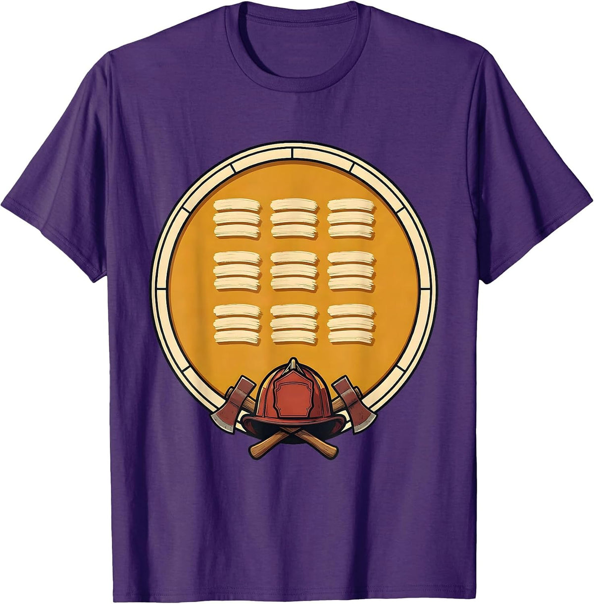 Memorial Badge Firefighter Family Tribute T-Shirt - Purple