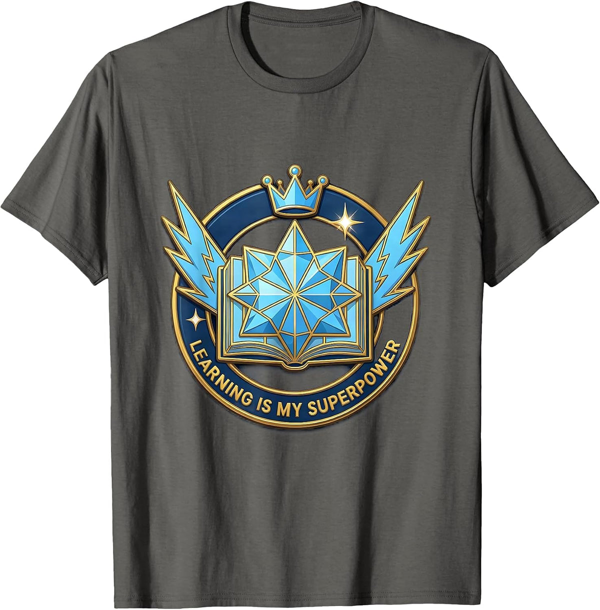 Learning Is My Superpower Back to School Design T-Shirt - Asphalt Grey