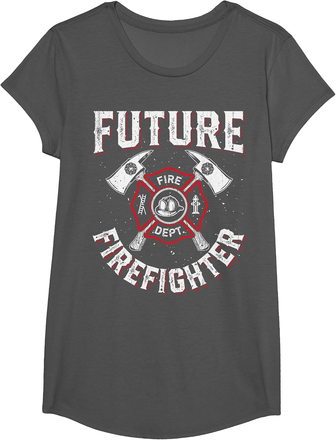 Future Firefighter Men Women Thin Red Line Firefighting T-Shirt - Girls Asphalt Grey